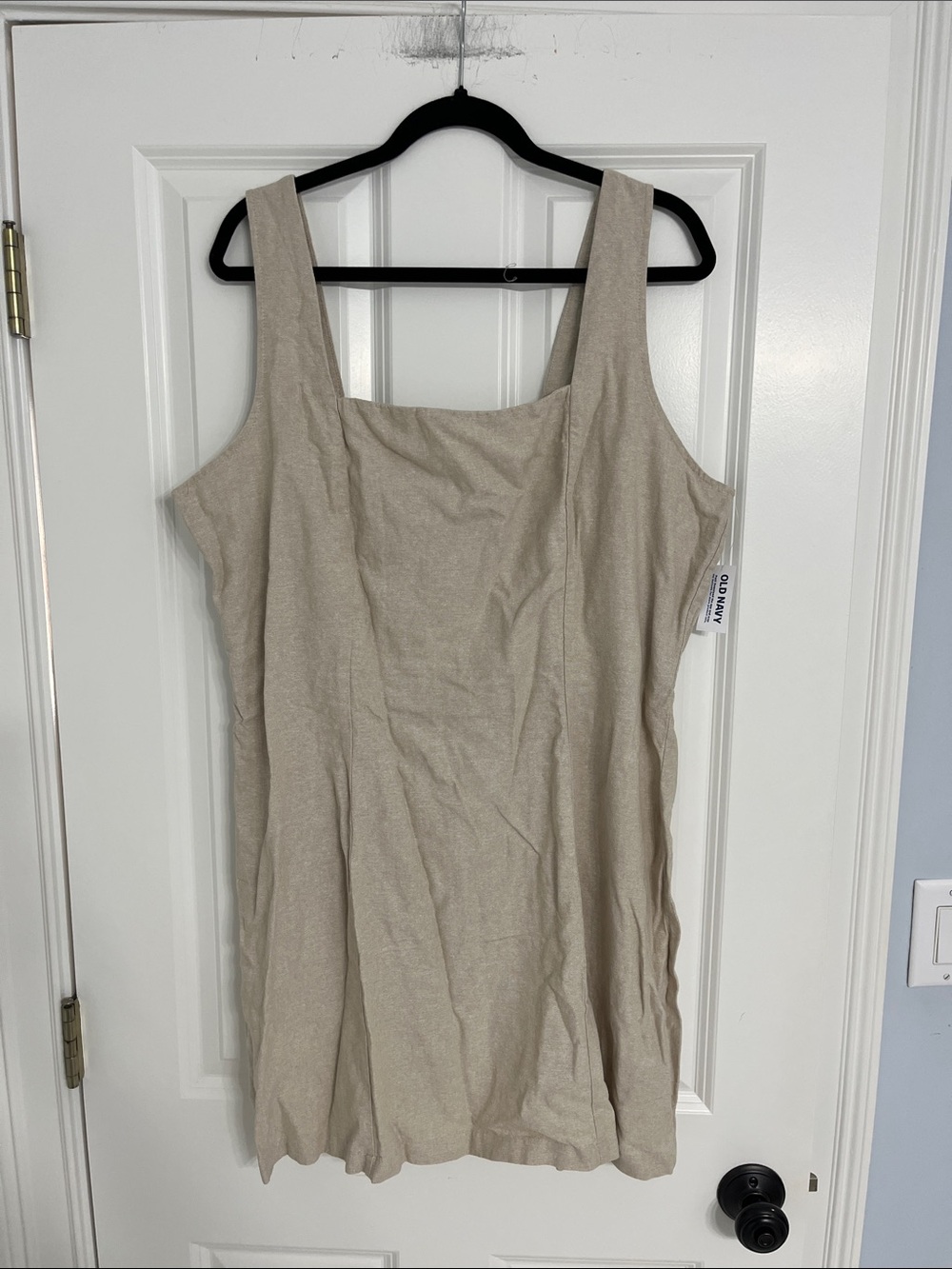 Square-Neck Linen-Blend Mini Dress old navy